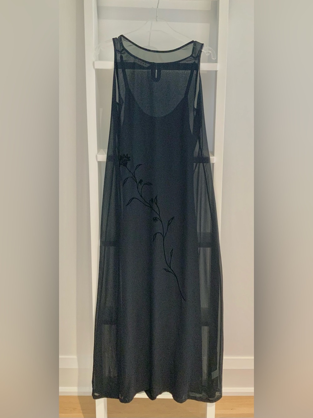 Mexx Black Sheer Maxi Dress with Floral Detail